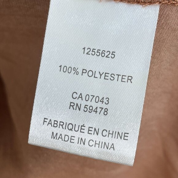 Joie Womens Plus 2X Rust Orange Long Sleeve Ruffle Neck Blouse Top Satin Shirt - Picture 5 of 11